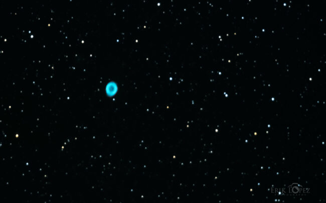 M57 - The Ring Nebula. Carretero, Puebla, México. 13 de marzo de 2021, 04:01 hrs. f/0 13 sec ISO-12800 Celestron Advanced VX 9.25